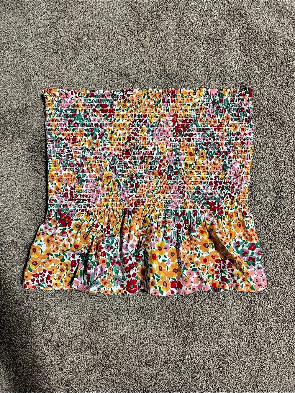 J.Crew Smocked tube top in gathered floral block print Smocked Floral Tube Top
